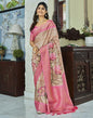 Beige & pink Silk Woven Saree