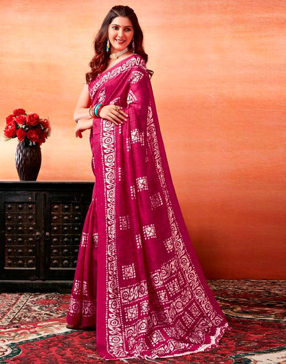 Pink Silk Printed Saree