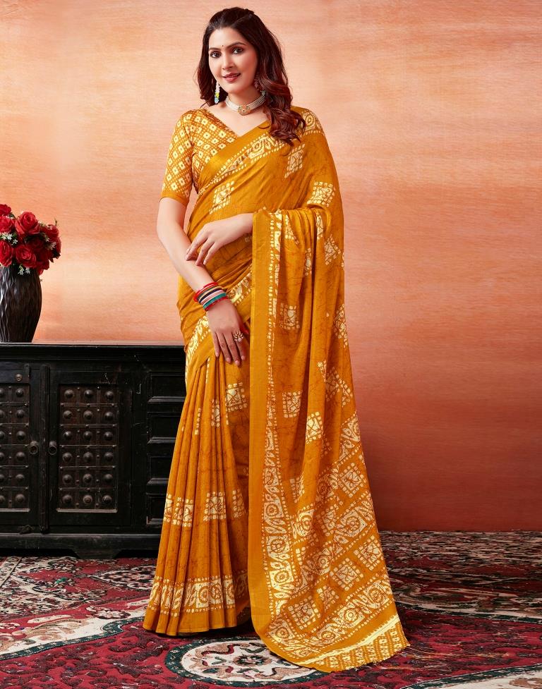 Turmeric Silk Printed Saree