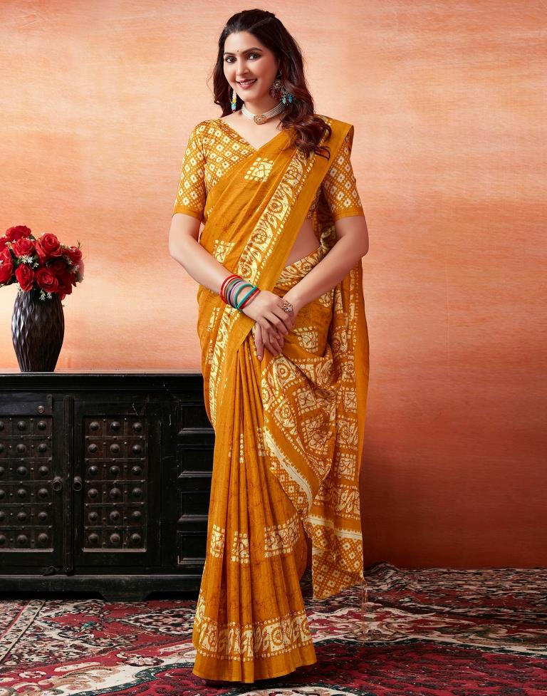 Turmeric Silk Printed Saree