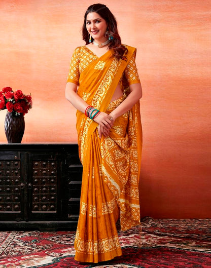 Turmeric Silk Printed Saree