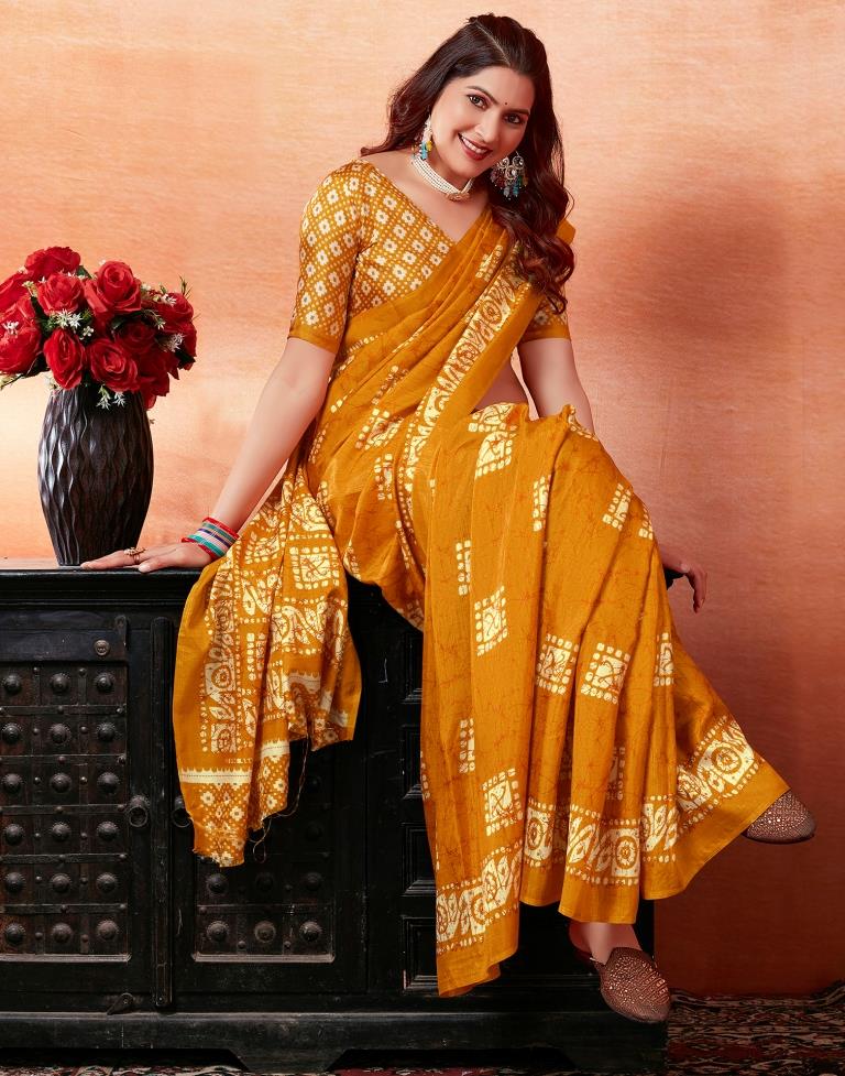Turmeric Silk Printed Saree