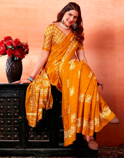 Turmeric Silk Printed Saree