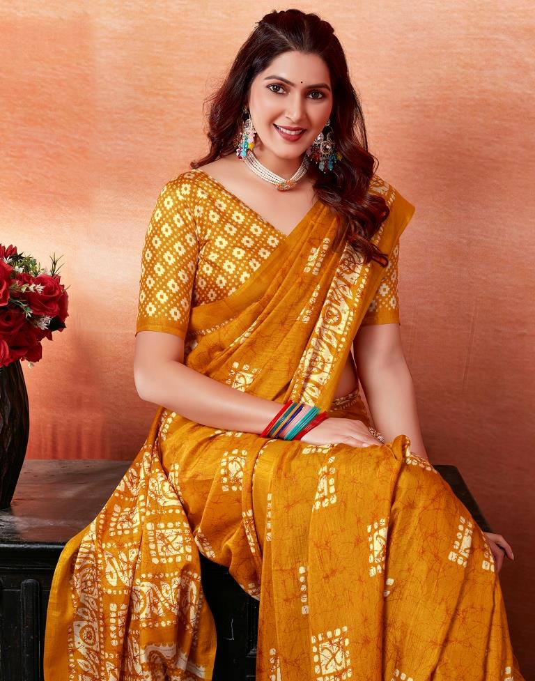 Turmeric Silk Printed Saree