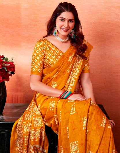 Turmeric Silk Printed Saree