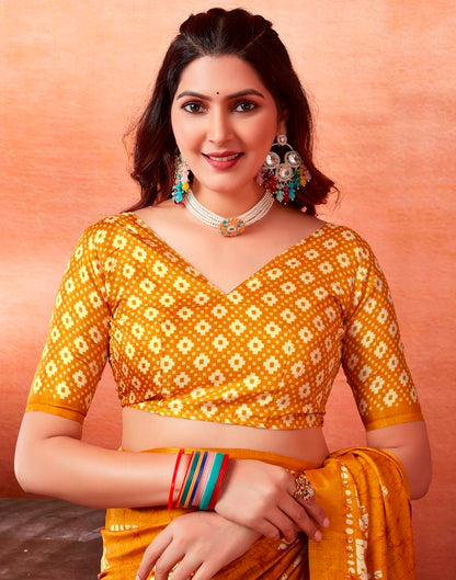 Turmeric Silk Printed Saree