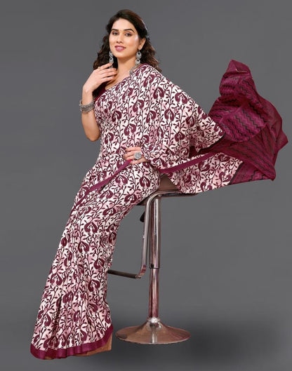 Maroon Silk Printed Saree