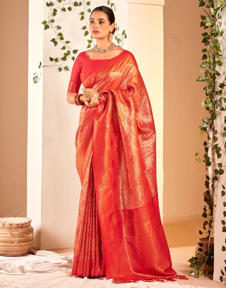 Red Silk Woven Saree