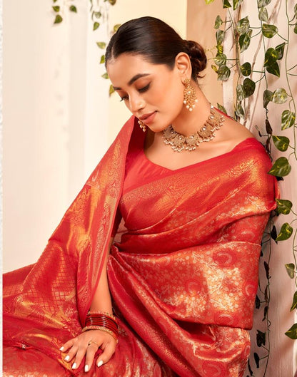 Red Silk Woven Saree