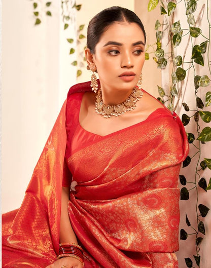 Red Silk Woven Saree