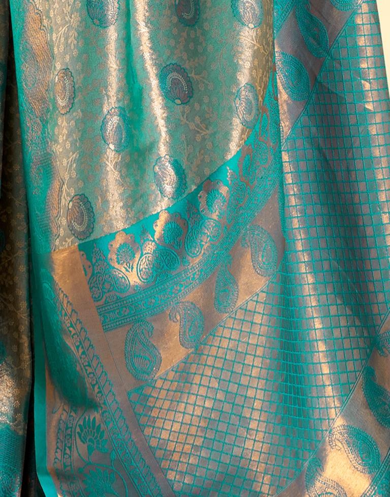 Teal  Silk Woven Saree