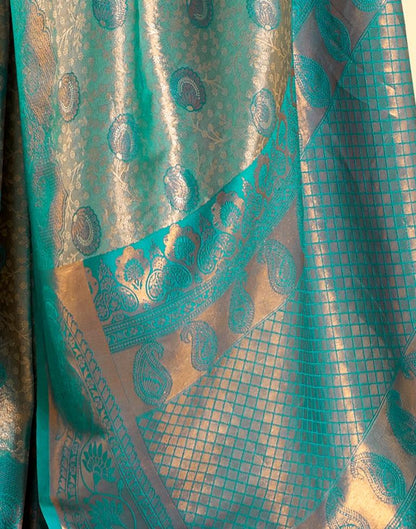 Teal  Silk Woven Saree