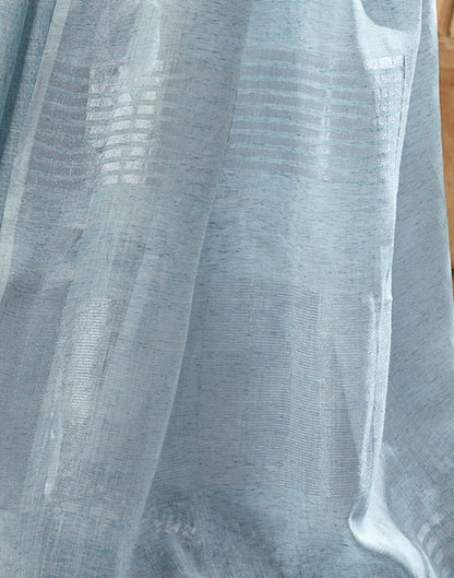 Light Blue Cotton Woven Saree