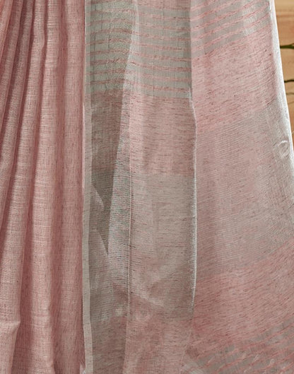 Light Peach Cotton Woven Saree