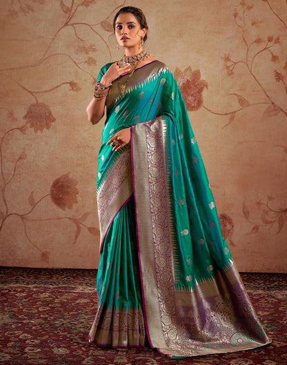 Rama Green Silk Banarasi Saree