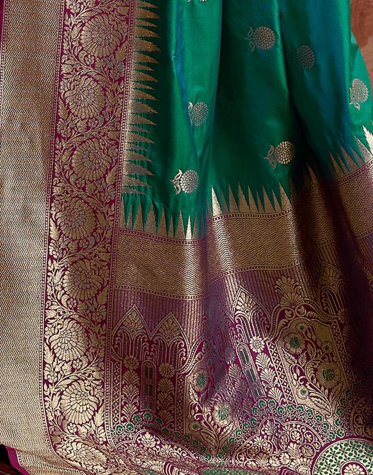 Rama Green Silk Banarasi Saree