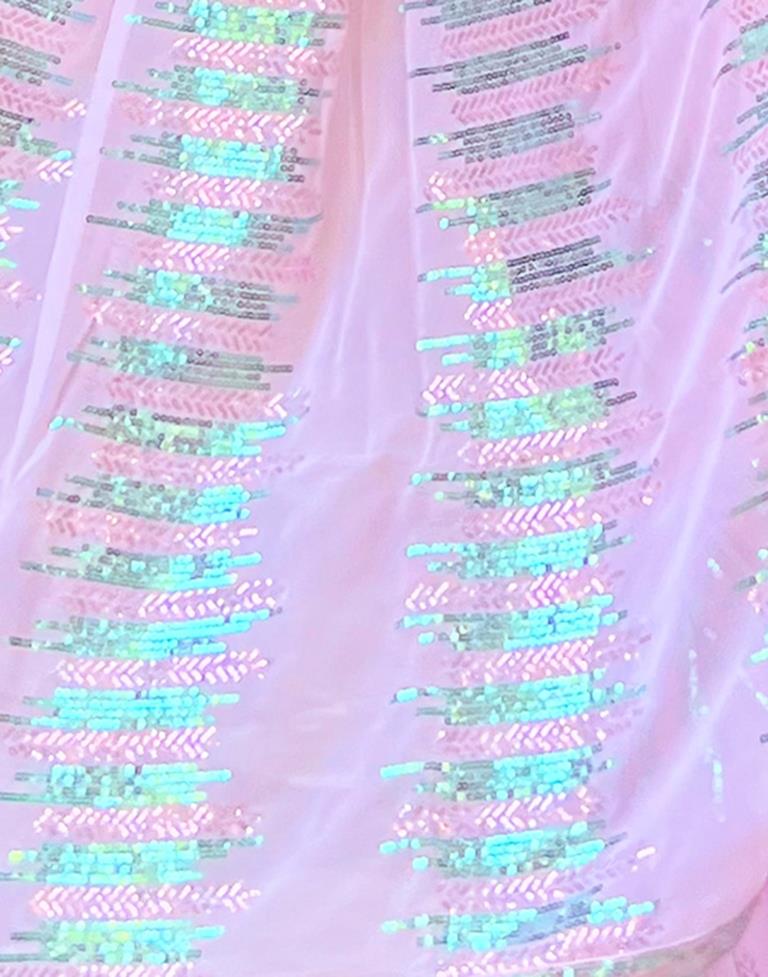 Light Pink Georgette Plain Saree