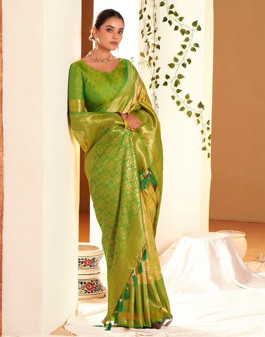 Green Silk Weaving Saree