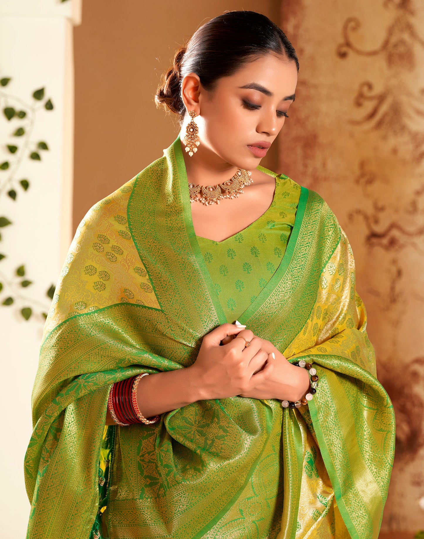 Green Silk Weaving Saree