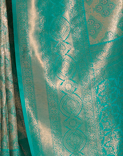 Teal Silk Weaving Saree