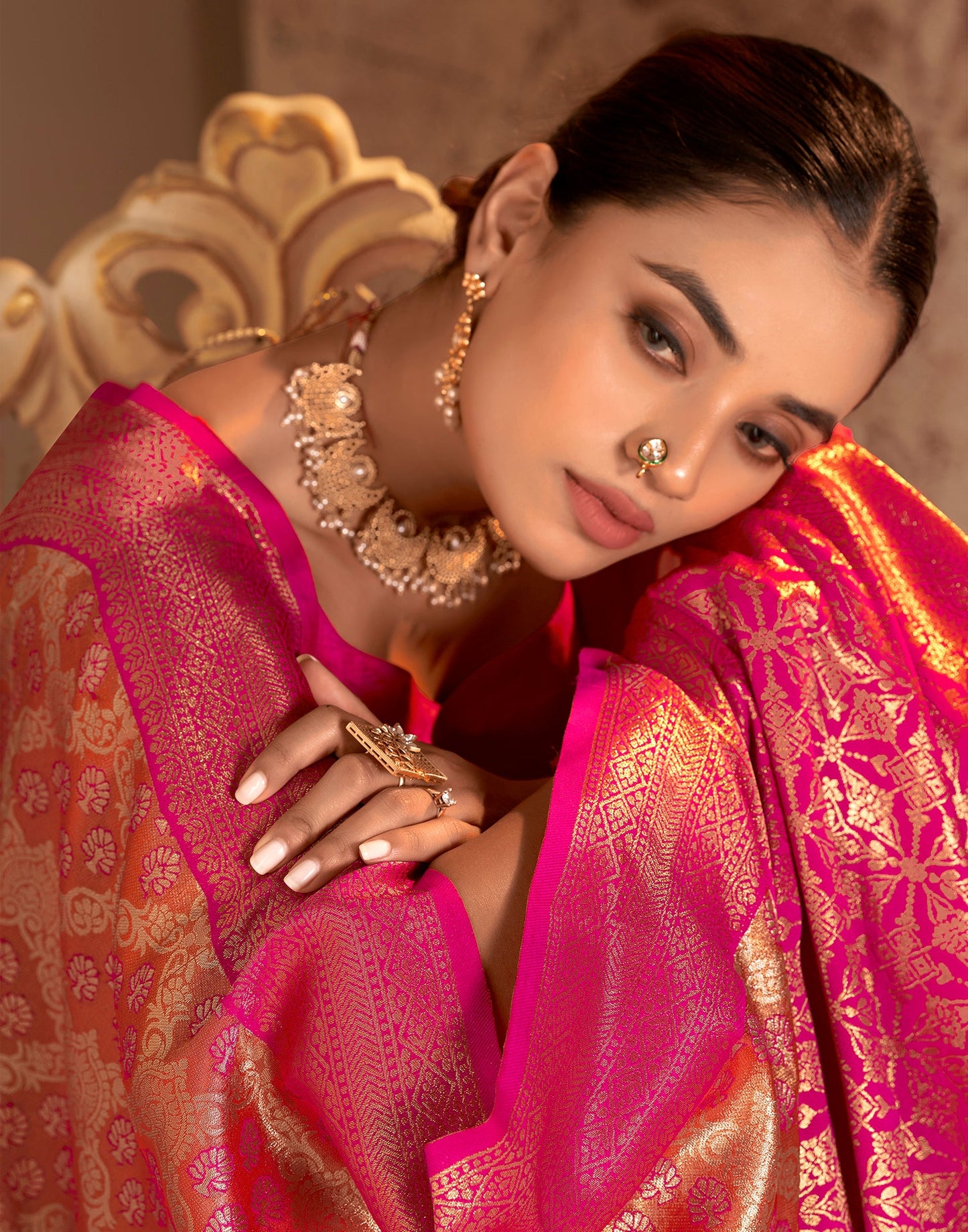 Pink Silk Weaving Saree