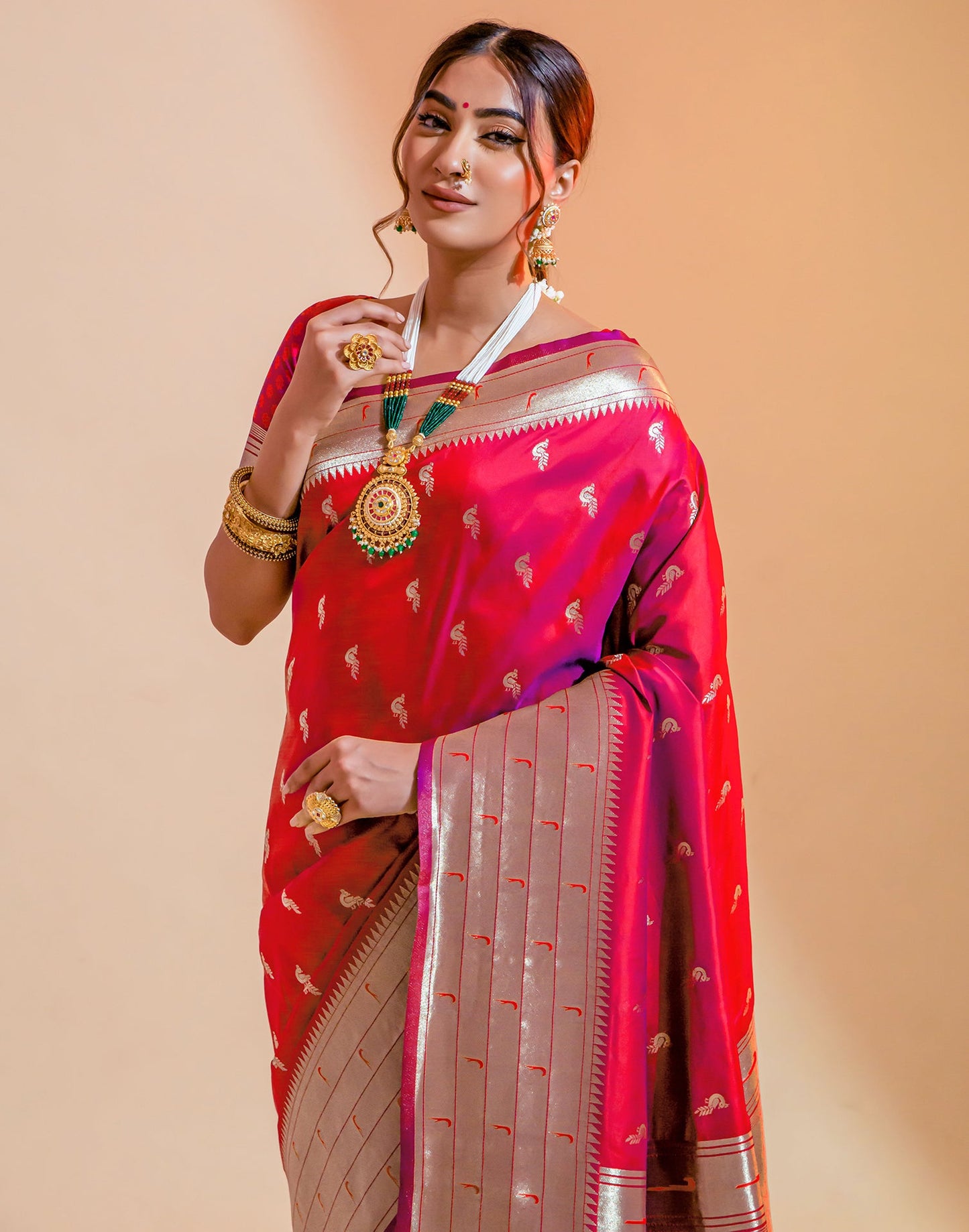 Bright Pink Silk Weaving Saree