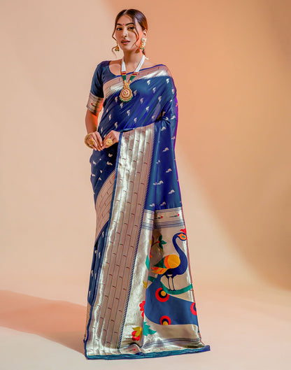 Dark Blue Silk Weaving Saree