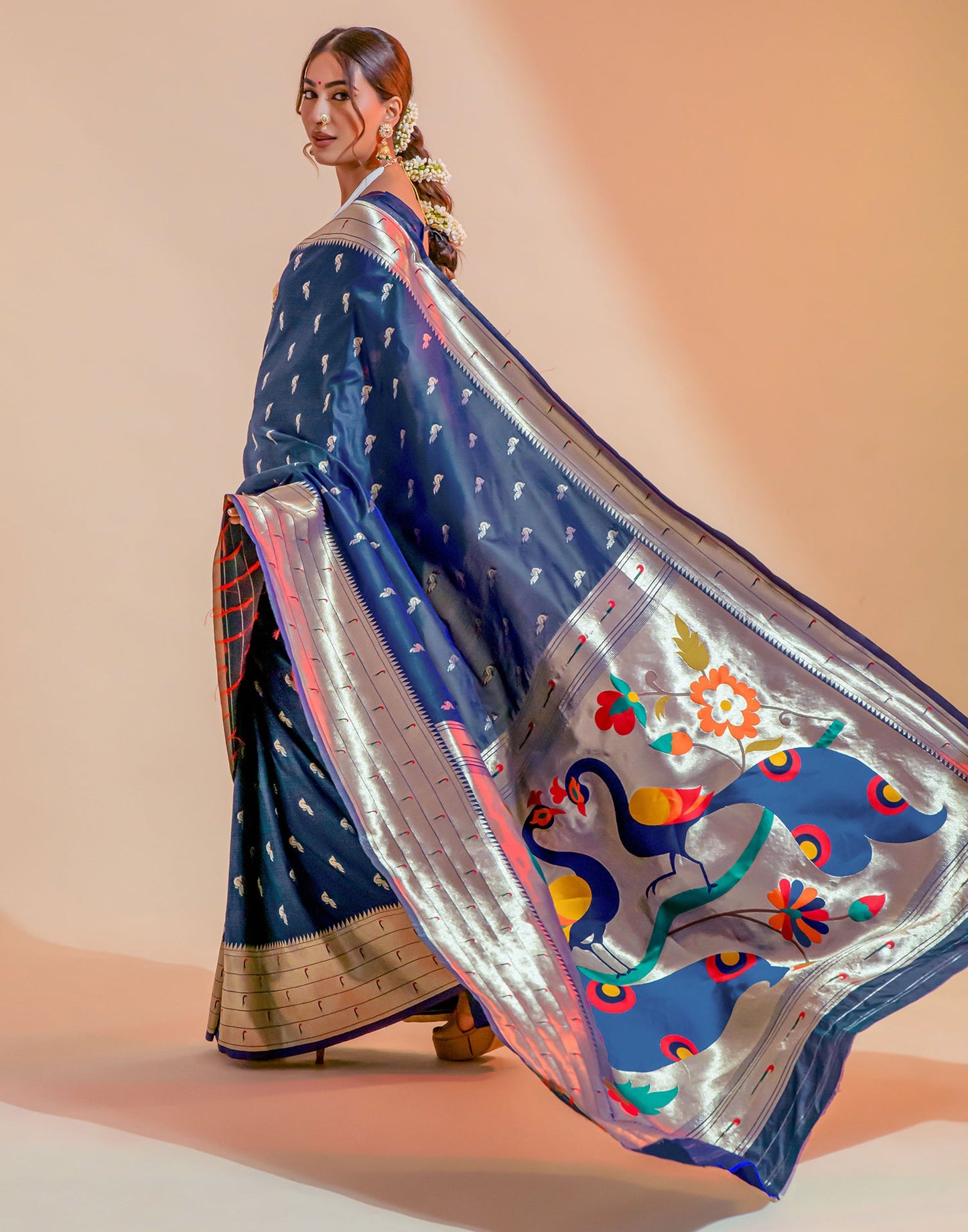 Dark Blue Silk Weaving Saree