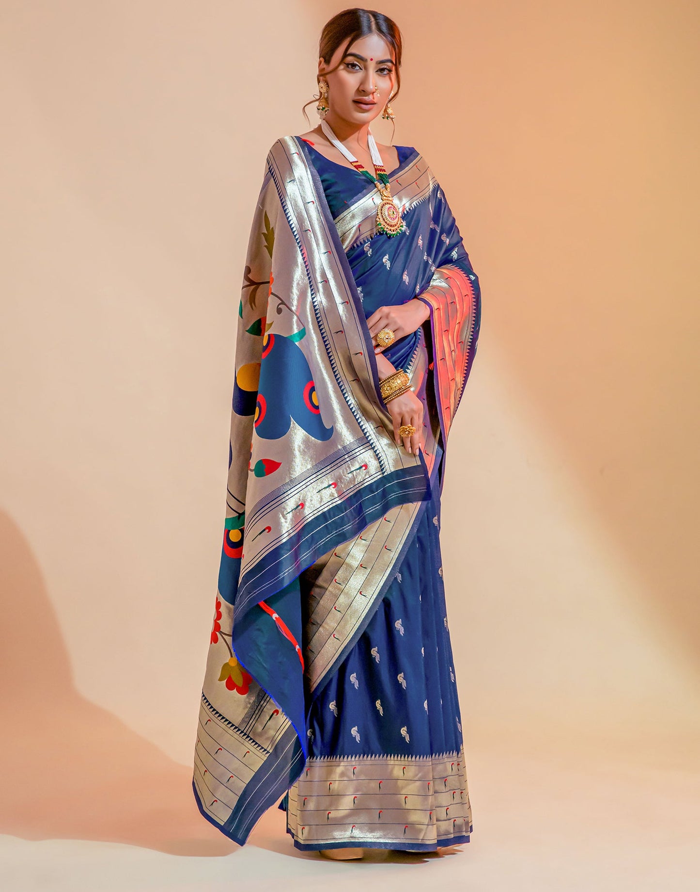 Dark Blue Silk Weaving Saree