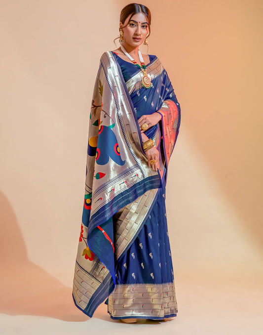 Dark Blue Silk Weaving Saree