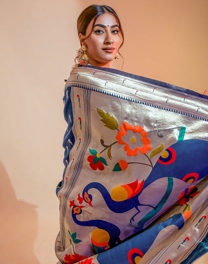 Dark Blue Silk Weaving Saree