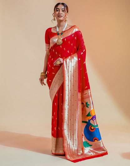 Red Silk Weaving Saree