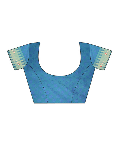 Peacock Blue Silk Weaving Saree