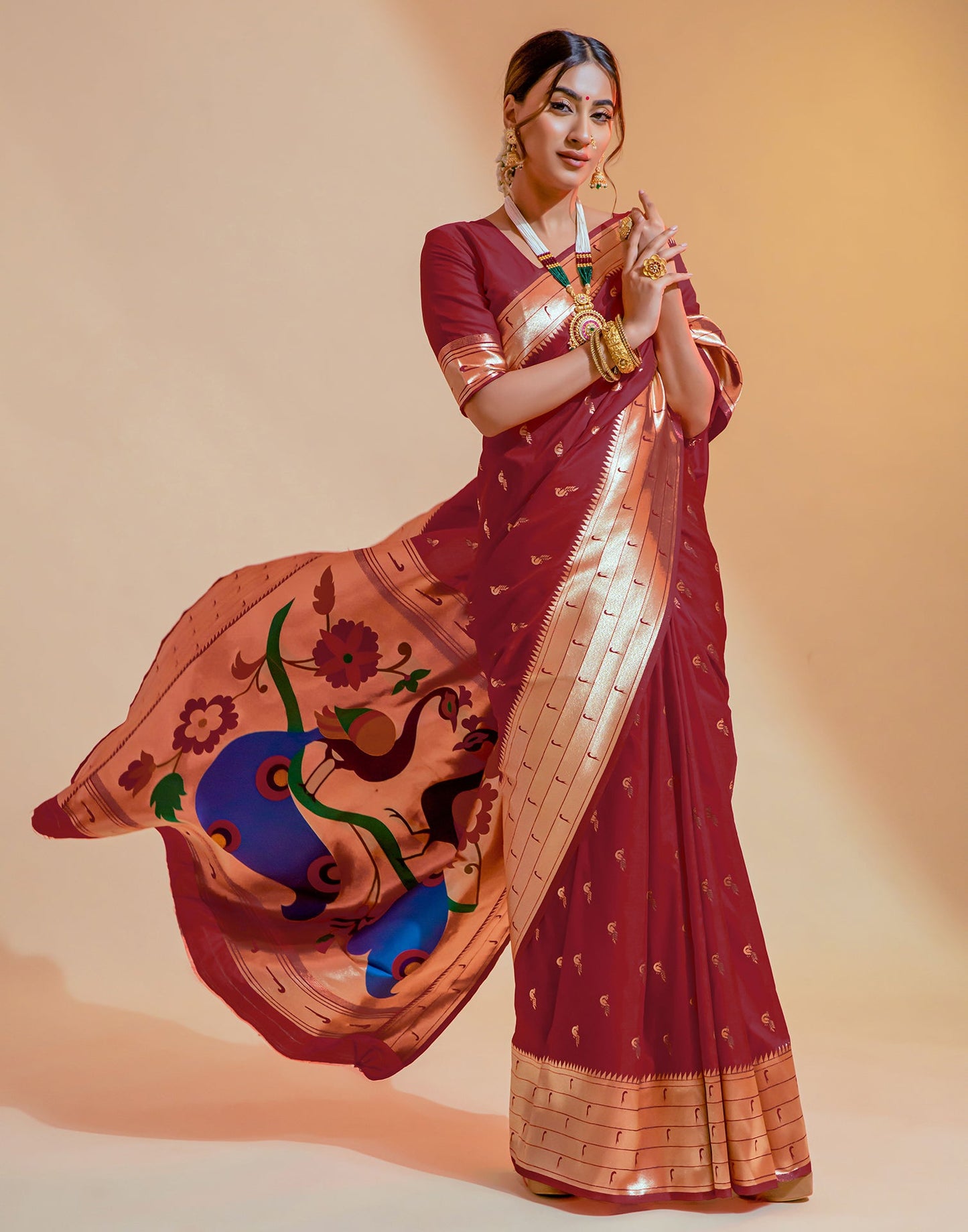 Maroon Silk Weaving Saree
