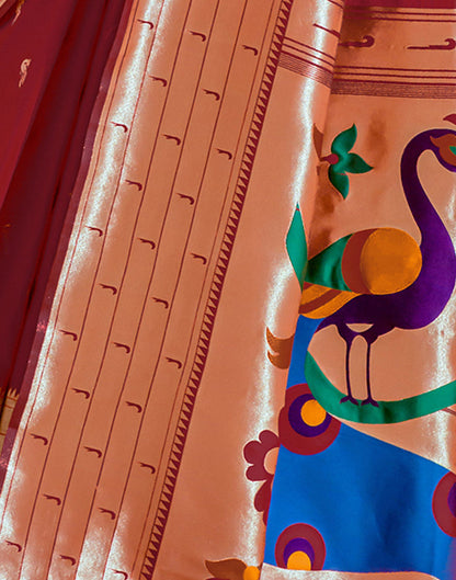 Maroon Silk Weaving Saree
