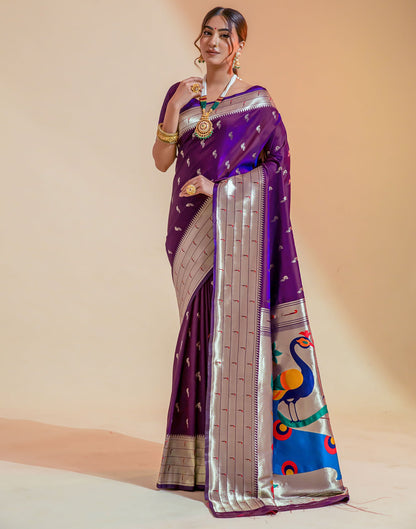Dark Purple Silk Weaving Saree
