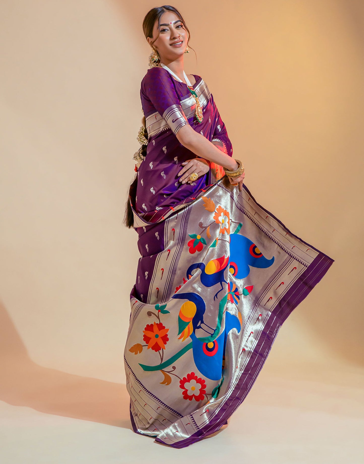 Dark Purple Silk Weaving Saree