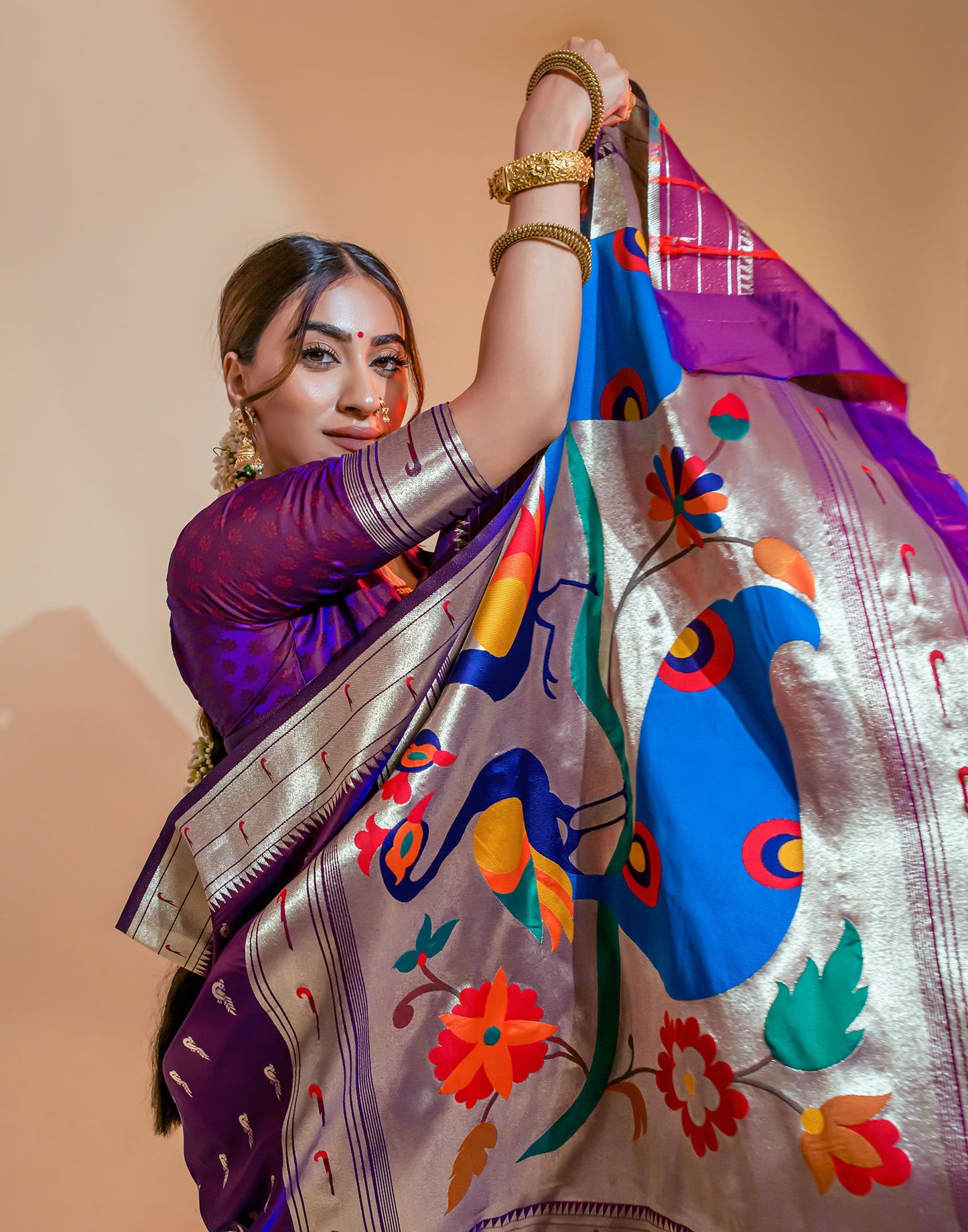 Dark Purple Silk Weaving Saree