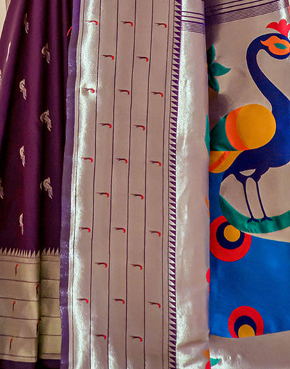 Dark Purple Silk Weaving Saree
