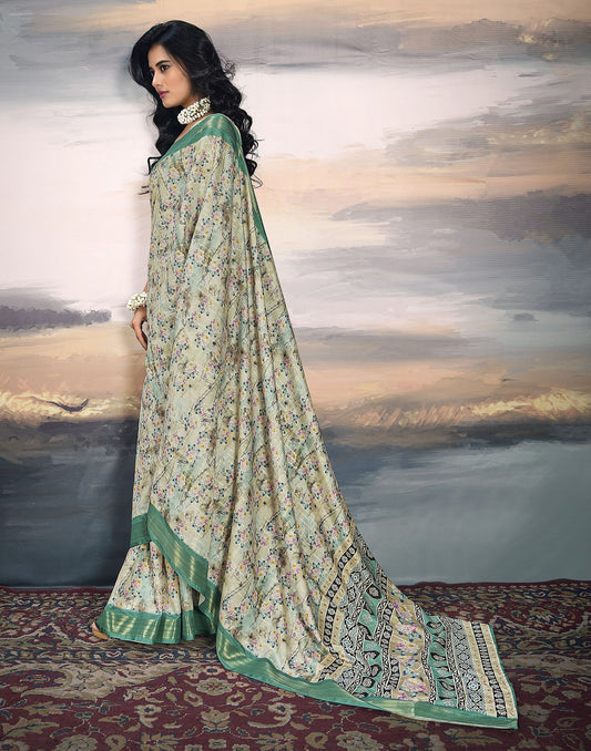 Multicoloured Silk Printed Saree