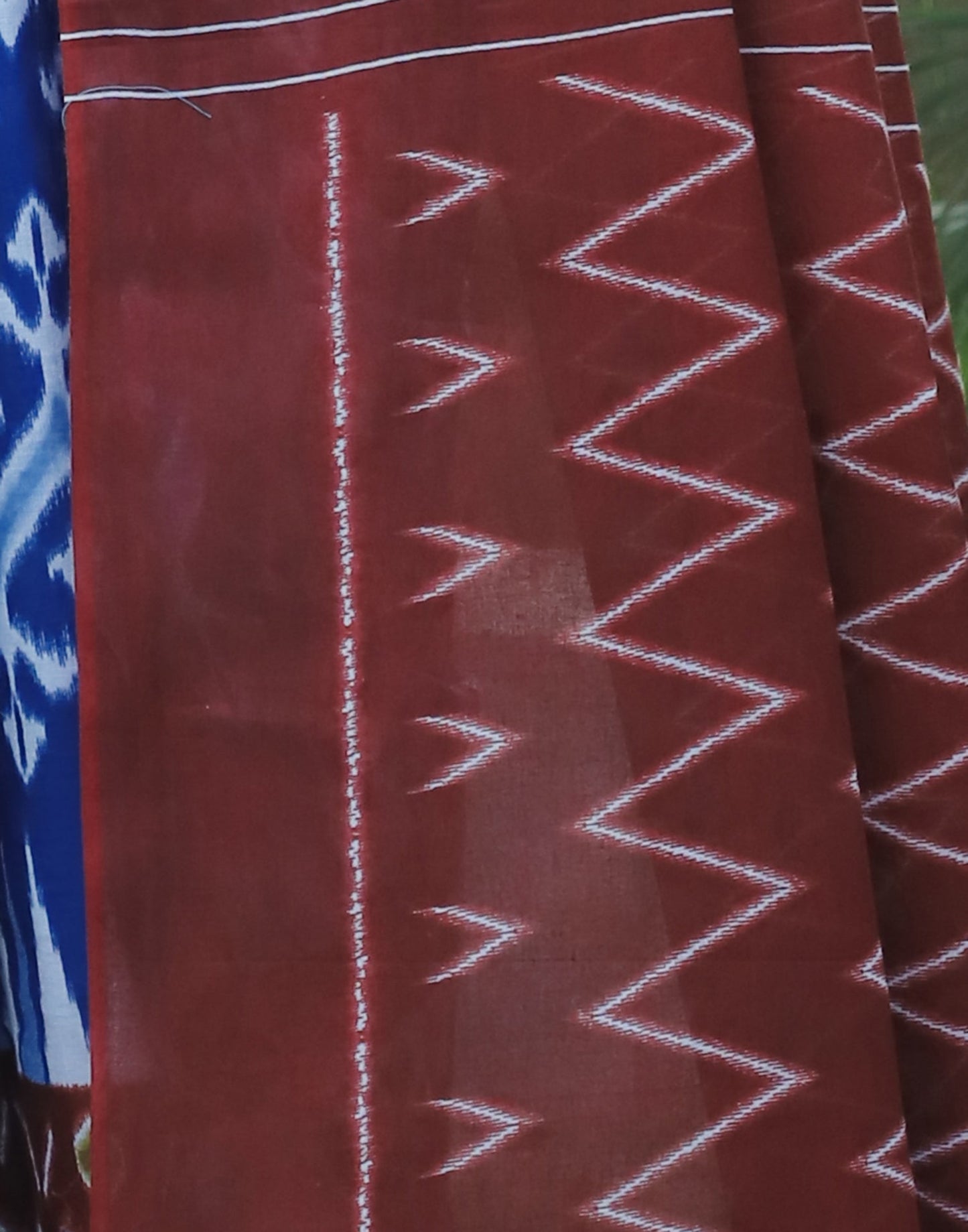 Blue & Maroon Cotton Printed Saree