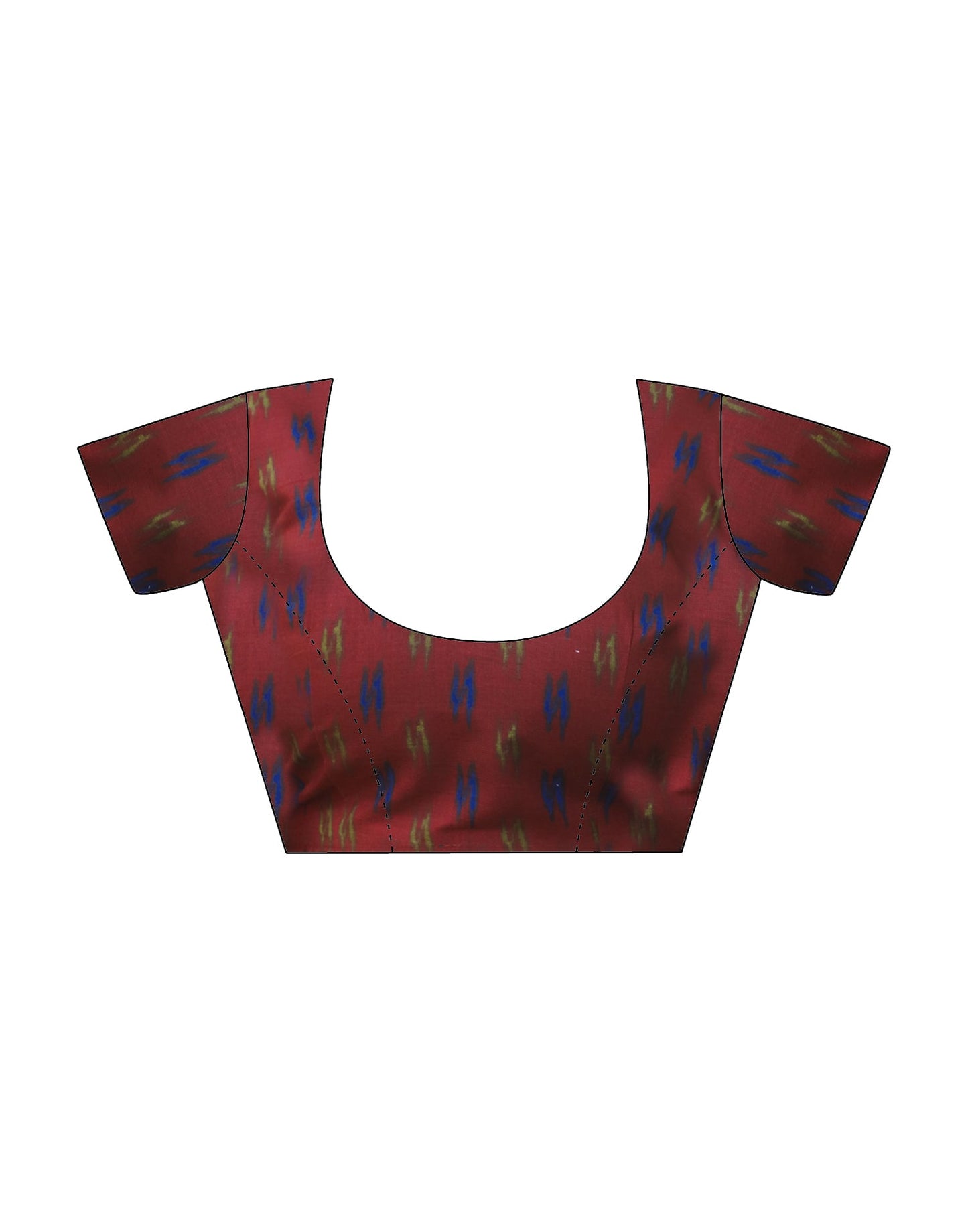 Blue & Maroon Cotton Printed Saree