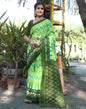 Bright Green Cotton Printed Saree