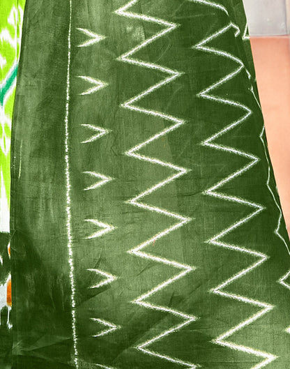 Bright Green Cotton Printed Saree