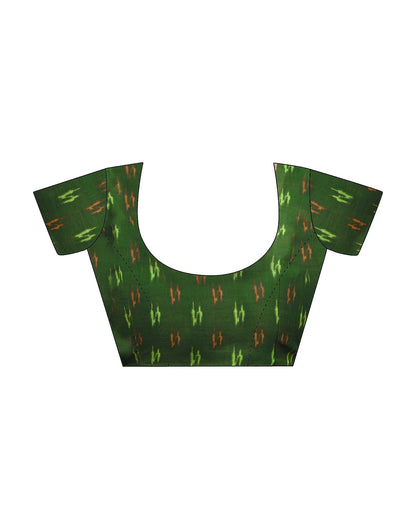 Bright Green Cotton Printed Saree