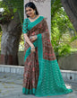 Brown Cotton Printed Saree