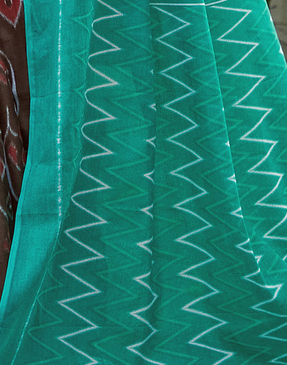 Brown Cotton Printed Saree