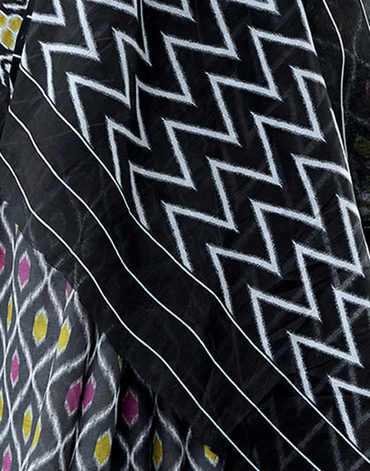 Grey Cotton Printed Saree