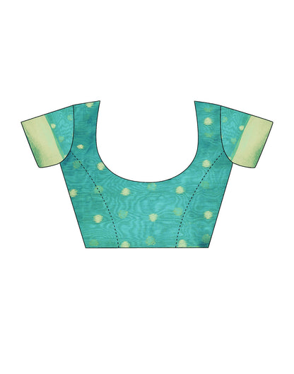 Turquoise Cotton Weaving Saree