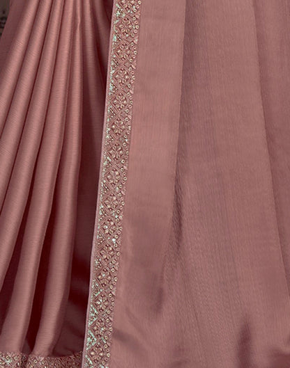 Dusty Rust Satin Plain Saree